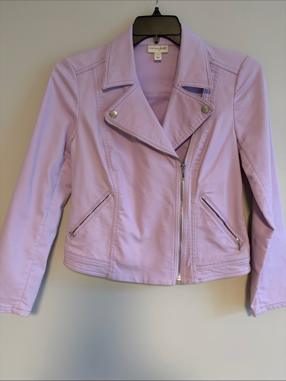 Maison Jules Lavender Moto Jacket with Asymmetrical Zip
